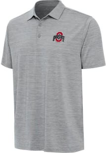 Mens Ohio State Buckeyes Grey Antigua Layout Short Sleeve Polo Shirt