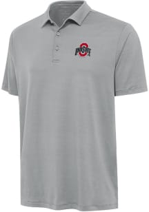 Mens Ohio State Buckeyes Grey Antigua Reprocess Recycled Short Sleeve Polo Shirt