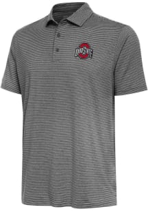 Mens Ohio State Buckeyes Black Antigua Scheme Short Sleeve Polo Shirt