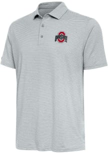 Mens Ohio State Buckeyes Grey Antigua Scheme Short Sleeve Polo Shirt