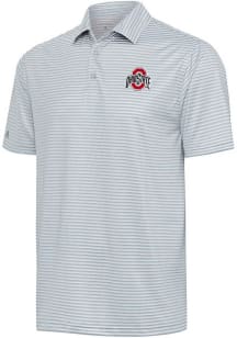 Mens Ohio State Buckeyes Grey Antigua Skills Short Sleeve Polo Shirt