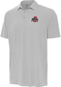 Mens Ohio State Buckeyes Grey Antigua Twine Short Sleeve Polo Shirt