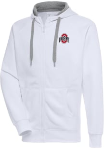 Mens Ohio State Buckeyes White Antigua Victory Long Sleeve Full Zip Jacket