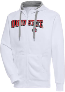 Mens Ohio State Buckeyes White Antigua Split Victory Long Sleeve Full Zip Jacket