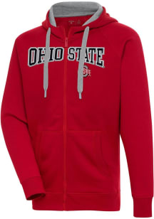 Mens Ohio State Buckeyes Red Antigua Split Victory Long Sleeve Full Zip Jacket