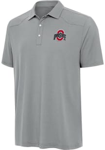 Mens Ohio State Buckeyes Grey Antigua Western Short Sleeve Polo Shirt