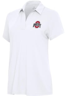 Womens Ohio State Buckeyes White Antigua Era Short Sleeve Polo Shirt