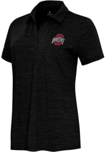 Antigua Ohio State Buckeyes Womens Black Layout Short Sleeve Polo Shirt