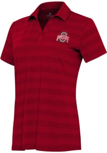 Womens Ohio State Buckeyes Red Antigua Tunnel Short Sleeve Polo Shirt