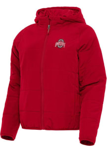 Womens Ohio State Buckeyes Red Antigua Universe Filled Jacket