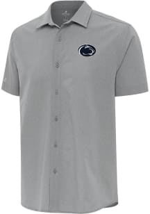 Mens Penn State Nittany Lions Grey Antigua Activate Short Sleeve Dress Shirt