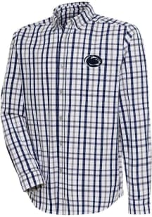 Mens Penn State Nittany Lions Navy Blue Antigua Tending Long Sleeve Dress Shirt