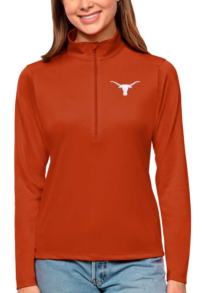 Antigua Texas Longhorns Womens Burnt Orange Tribute Long Sleeve Pullover