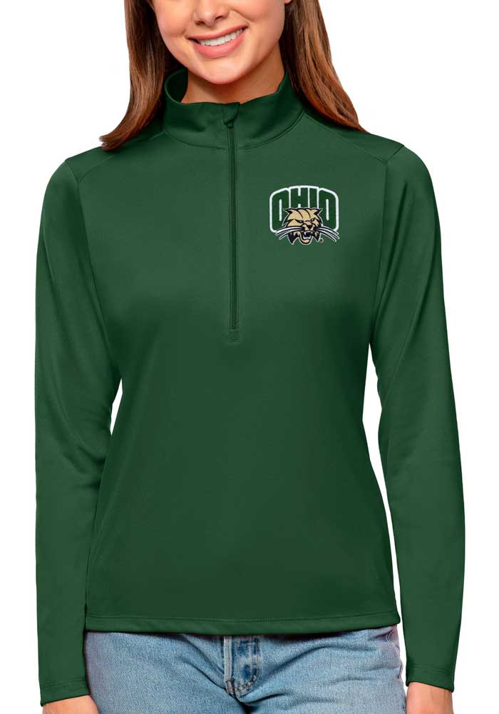 Antigua Ohio Bobcats Womens Green Tribute Long Sleeve Pullover