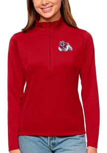 Antigua Fresno State Womens Red Tribute 1/4 Zip Pullover