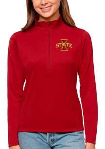 Antigua Cyclones Womens Red Tribute 1/4 Zip Pullover