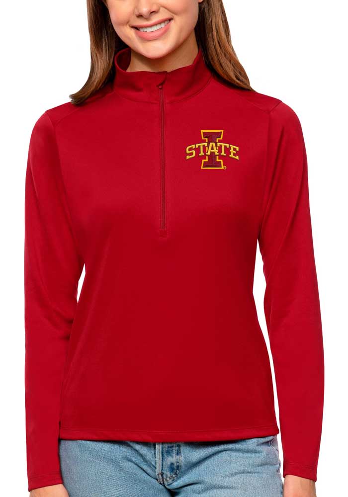 Antigua Iowa State Cyclones Womens Red Tribute Long Sleeve Pullover