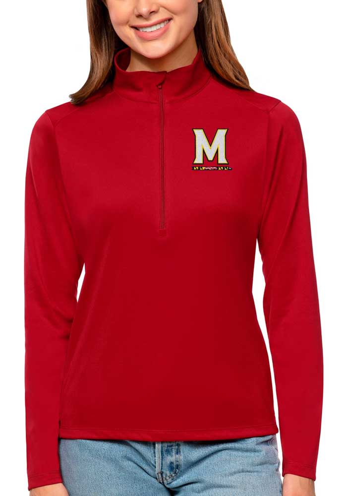 Antigua Maryland Terrapins Womens Red Tribute Long Sleeve Pullover