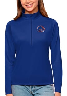 Antigua Boise State Broncos Womens Blue Tribute 1/4 Zip Pullover