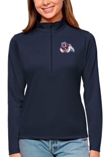 Antigua Fresno State Womens Navy Blue Tribute 1/4 Zip Pullover