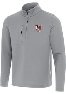 Antigua Bowling Green Falcons Mens Grey Insider Long Sleeve Qtr Zip Pullover