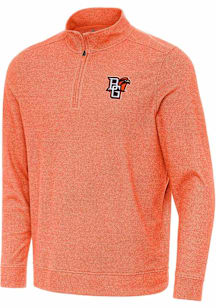 Antigua Bowling Green Falcons Mens Orange Subtle Long Sleeve Qtr Zip Pullover