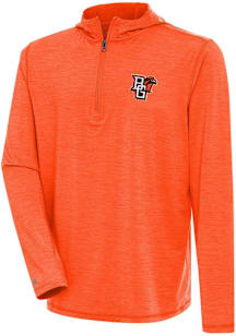 Antigua Bowling Green Falcons Mens Orange Tidy Long Sleeve Qtr Zip Pullover