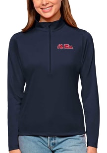 Antigua Ole Miss Rebels Womens Navy Blue Tribute 1/4 Zip Pullover