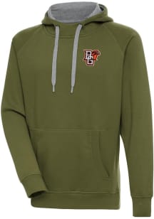 Antigua Bowling Green Falcons Mens Olive Victory Long Sleeve Hoodie