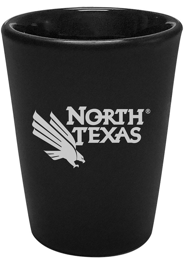 North Texas Mean Green 2oz Black Etched Ceramic Shot Glass