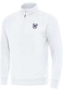 Antigua Butler Bulldogs Mens White Victory Long Sleeve Qtr Zip Pullover