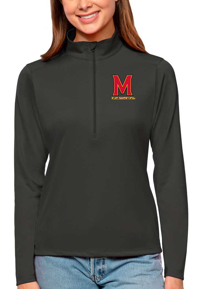 Antigua Maryland Terrapins Womens Grey Tribute Long Sleeve Pullover