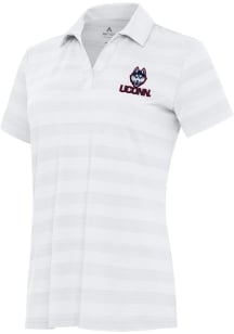 Antigua UConn Huskies Womens White Tunnel Short Sleeve Polo Shirt
