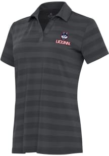 Antigua UConn Huskies Womens Grey Tunnel Short Sleeve Polo Shirt