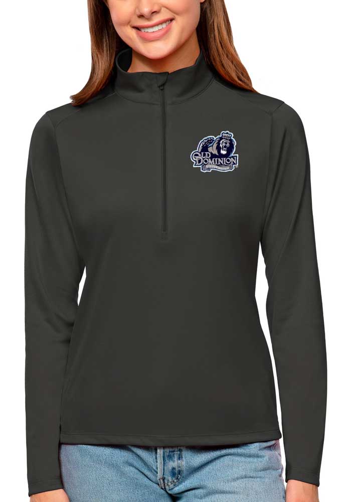 Antigua Old Dominion Monarchs Womens Grey Tribute Long Sleeve Pullover