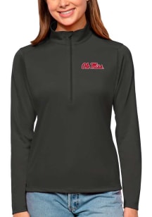 Antigua Ole Miss Womens Grey Tribute 1/4 Zip Pullover