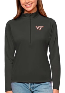 Antigua Virginia Tech Hokies Womens Grey Tribute 1/4 Zip Pullover
