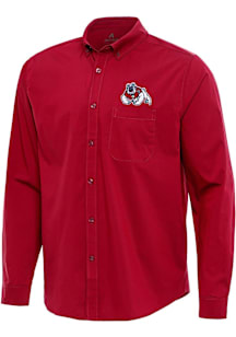 Antigua Fresno State Bulldogs Mens Red Flight Long Sleeve Dress Shirt