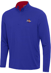 Antigua Tulsa Golden Hurricane Mens Blue Content Long Sleeve Qtr Zip Pullover
