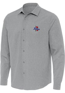 Antigua Tulsa Golden Hurricane Mens Grey Exposure Long Sleeve Dress Shirt