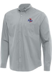 Antigua Tulsa Golden Hurricane Mens Grey Flight Long Sleeve Dress Shirt