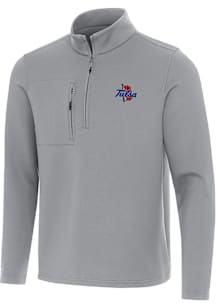 Antigua Tulsa Golden Hurricane Mens Grey Insider Long Sleeve Qtr Zip Pullover