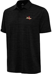 Antigua Tulsa Golden Hurricane Mens Black Layout Short Sleeve Polo