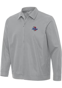 Mens Tulsa Golden Hurricane Grey Antigua Pivot Light Weight Jacket