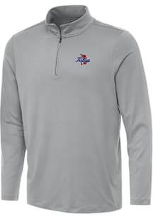 Antigua Tulsa Golden Hurricane Mens Grey Reprocess Recycled Long Sleeve Qtr Zip Pullover