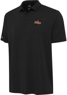 Mens Tulsa Golden Hurricane Black Antigua Reprocess Recycled Short Sleeve Polo Shirt