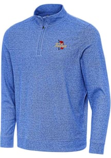 Antigua Tulsa Golden Hurricane Mens Blue Subtle Long Sleeve Qtr Zip Pullover
