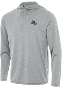 Mens Tulsa Golden Hurricane Grey Antigua Tidy Qtr Zip Pullover