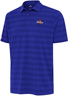 Antigua Tulsa Golden Hurricane Mens Blue Tunnel Short Sleeve Polo