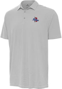 Mens Tulsa Golden Hurricane Grey Antigua Twine Short Sleeve Polo Shirt